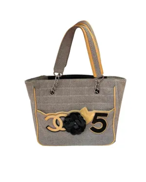 Chanel Grey Logo Small Shoulder Bag