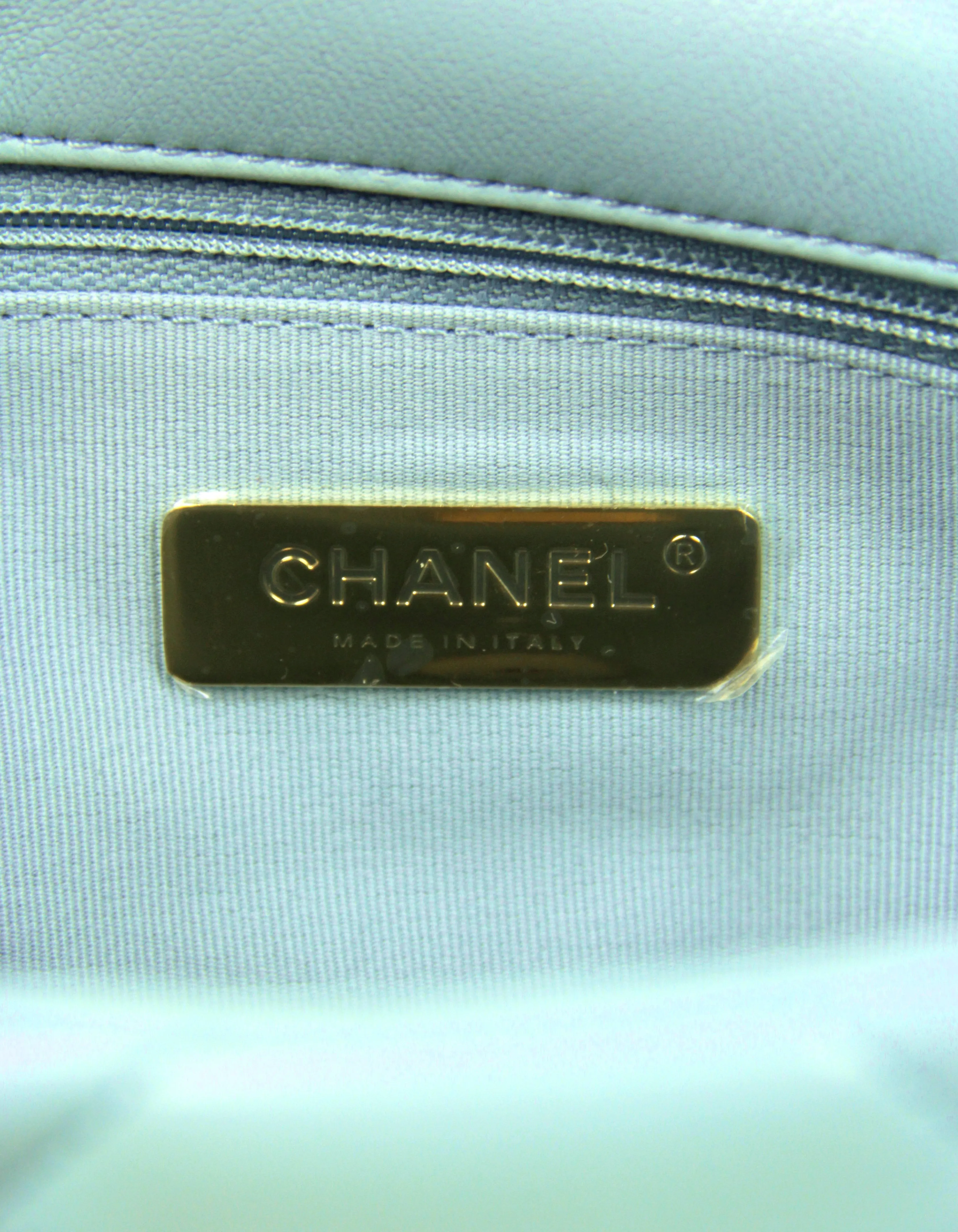 Chanel NWT 2022 Light Blue Lambskin Quilted Medium 19 Bag
