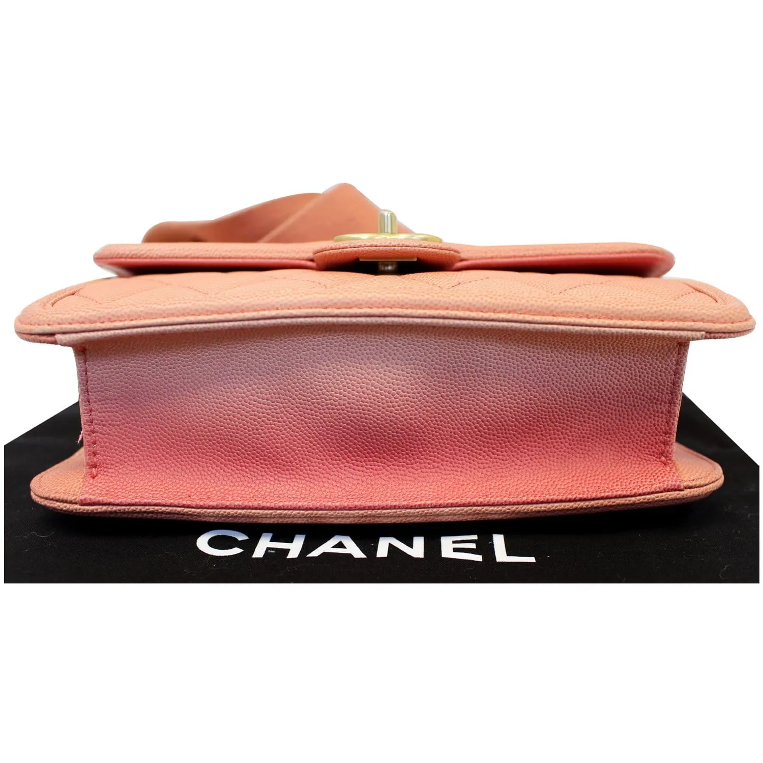 CHANEL On The Sea Caviar Leather Small Flap Shoulder Bag Coral