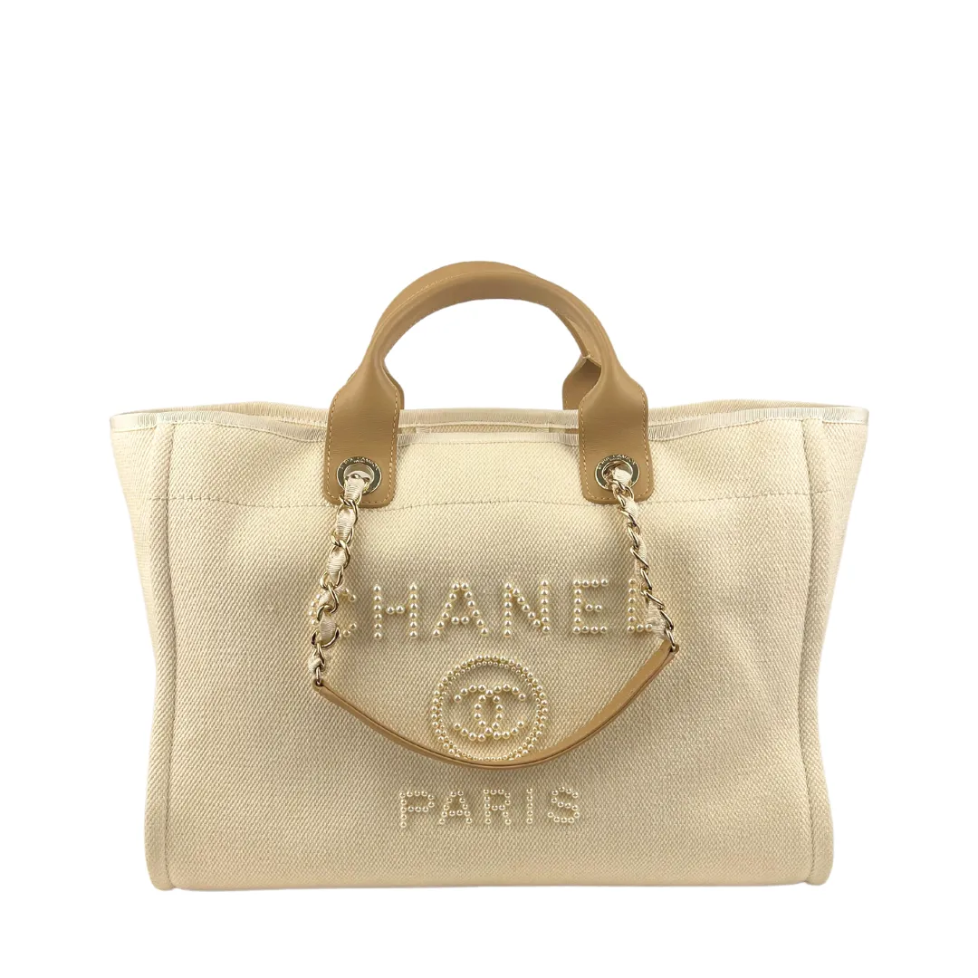 Chanel Pearl Canvas Large Deauville Tote