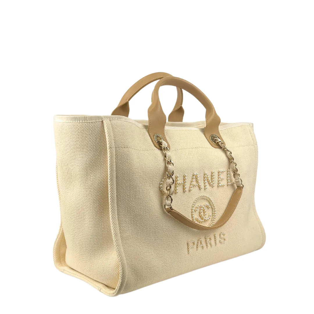 Chanel Pearl Canvas Large Deauville Tote