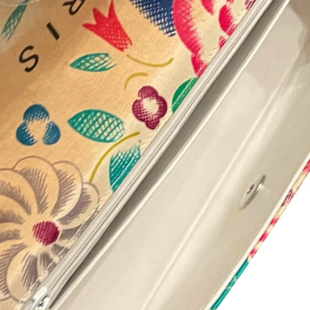 Chanel White Floral Canvas Flap Bag