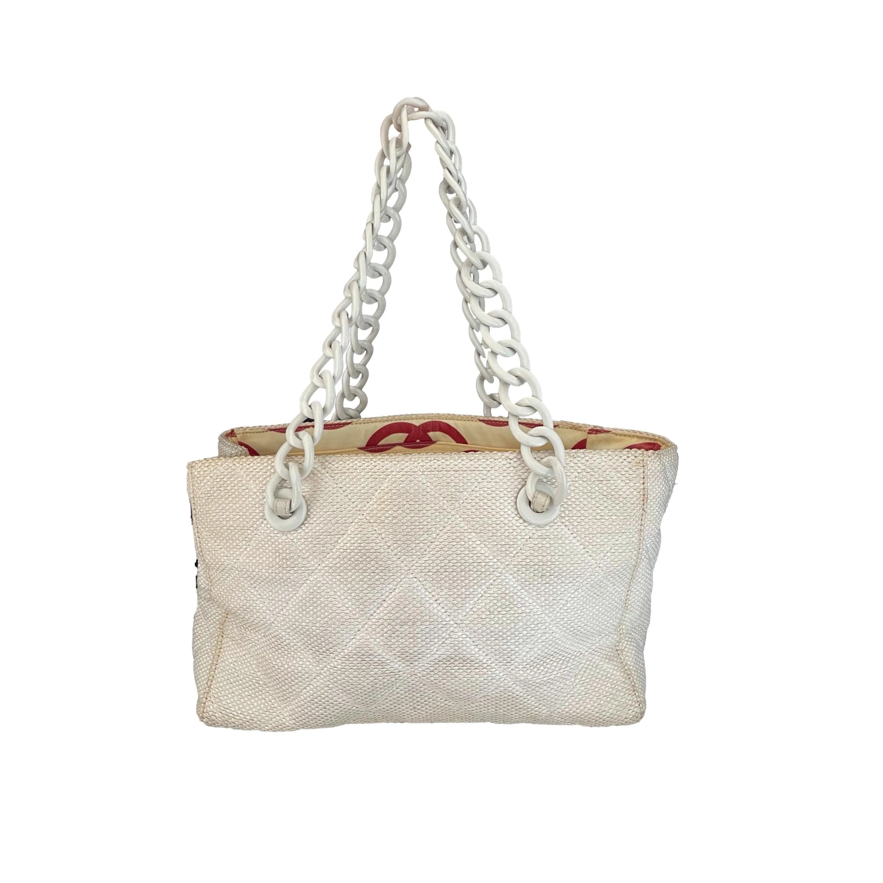 Chanel White Textured Tote