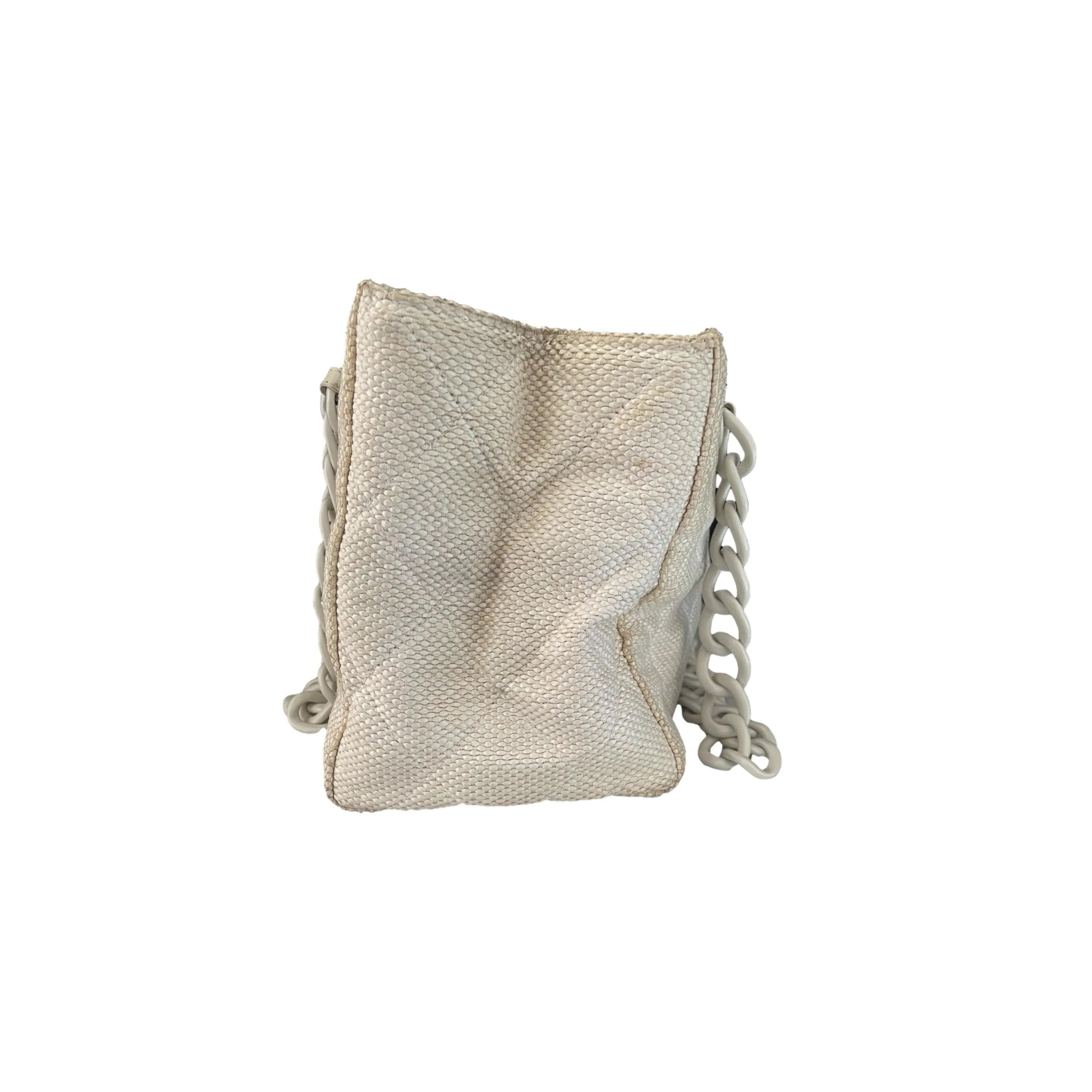 Chanel White Textured Tote