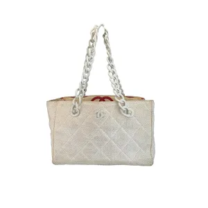 Chanel White Textured Tote