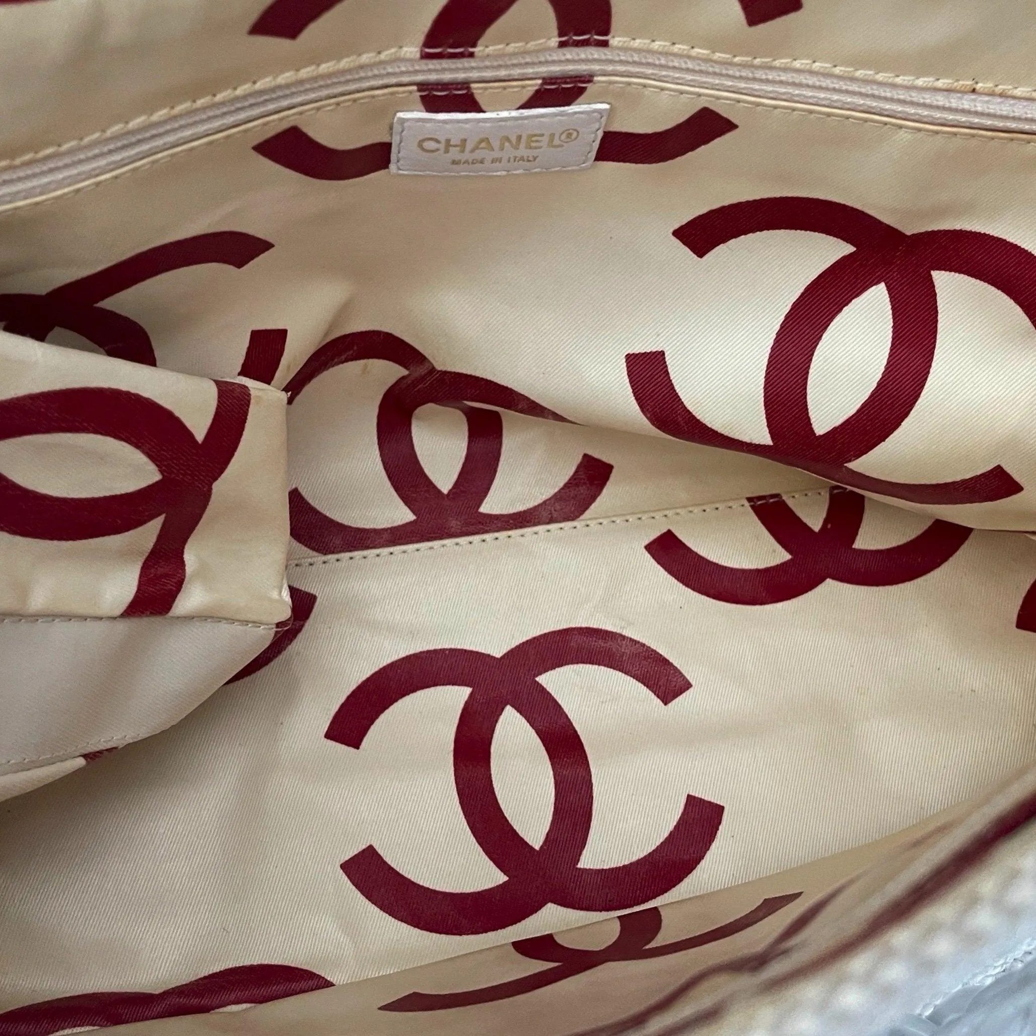 Chanel White Textured Tote