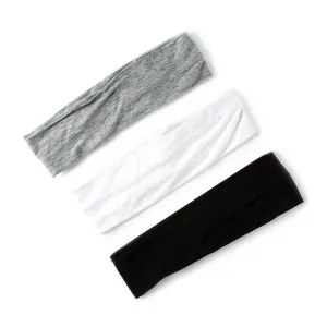 Claire's Black, White, & Jersey Headwraps - 3 Pack | Gray