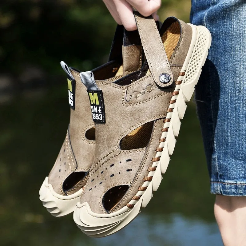 Classic Men's Sandals Summer Genuine Leather