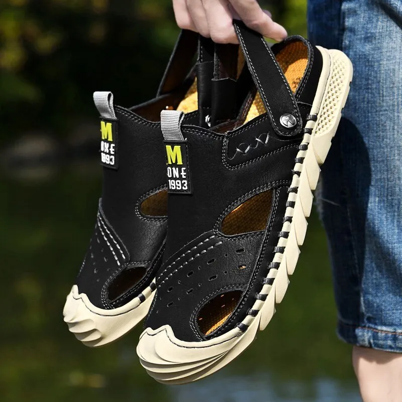 Classic Men's Sandals Summer Genuine Leather