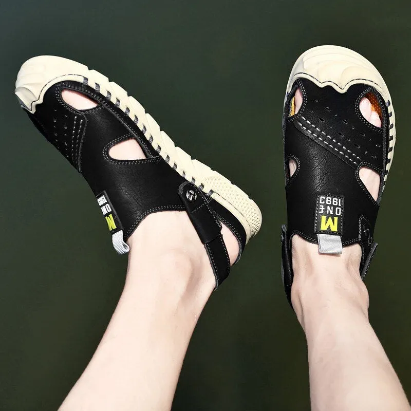 Classic Men's Sandals Summer Genuine Leather