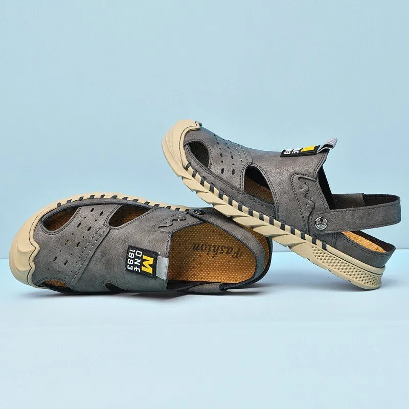 Classic Men's Sandals Summer Genuine Leather