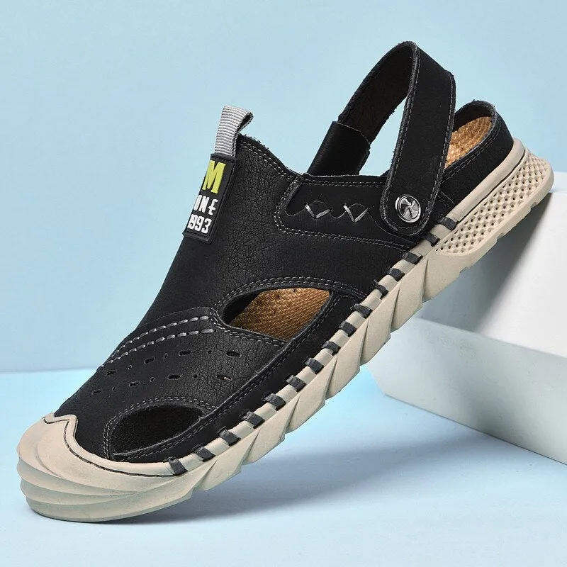Classic Men's Sandals Summer Genuine Leather
