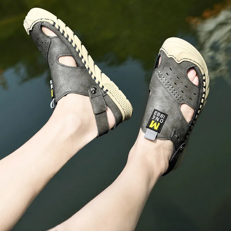 Classic Men's Sandals Summer Genuine Leather