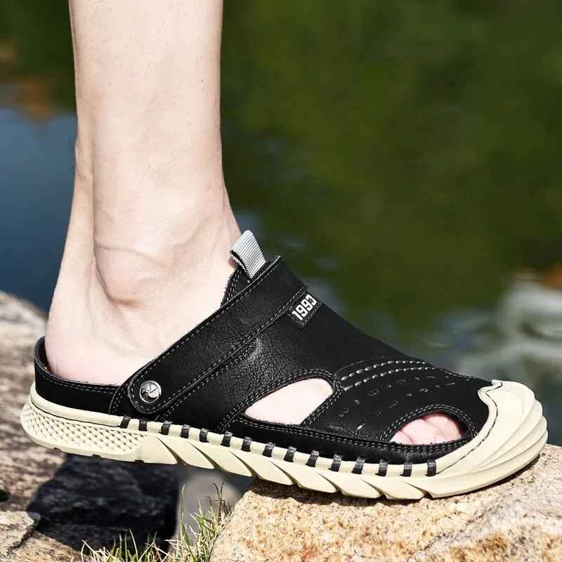 Classic Men's Sandals Summer Genuine Leather