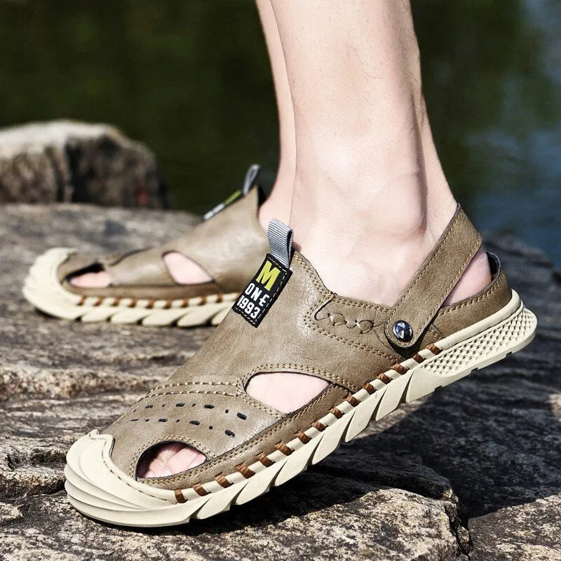 Classic Men's Sandals Summer Genuine Leather