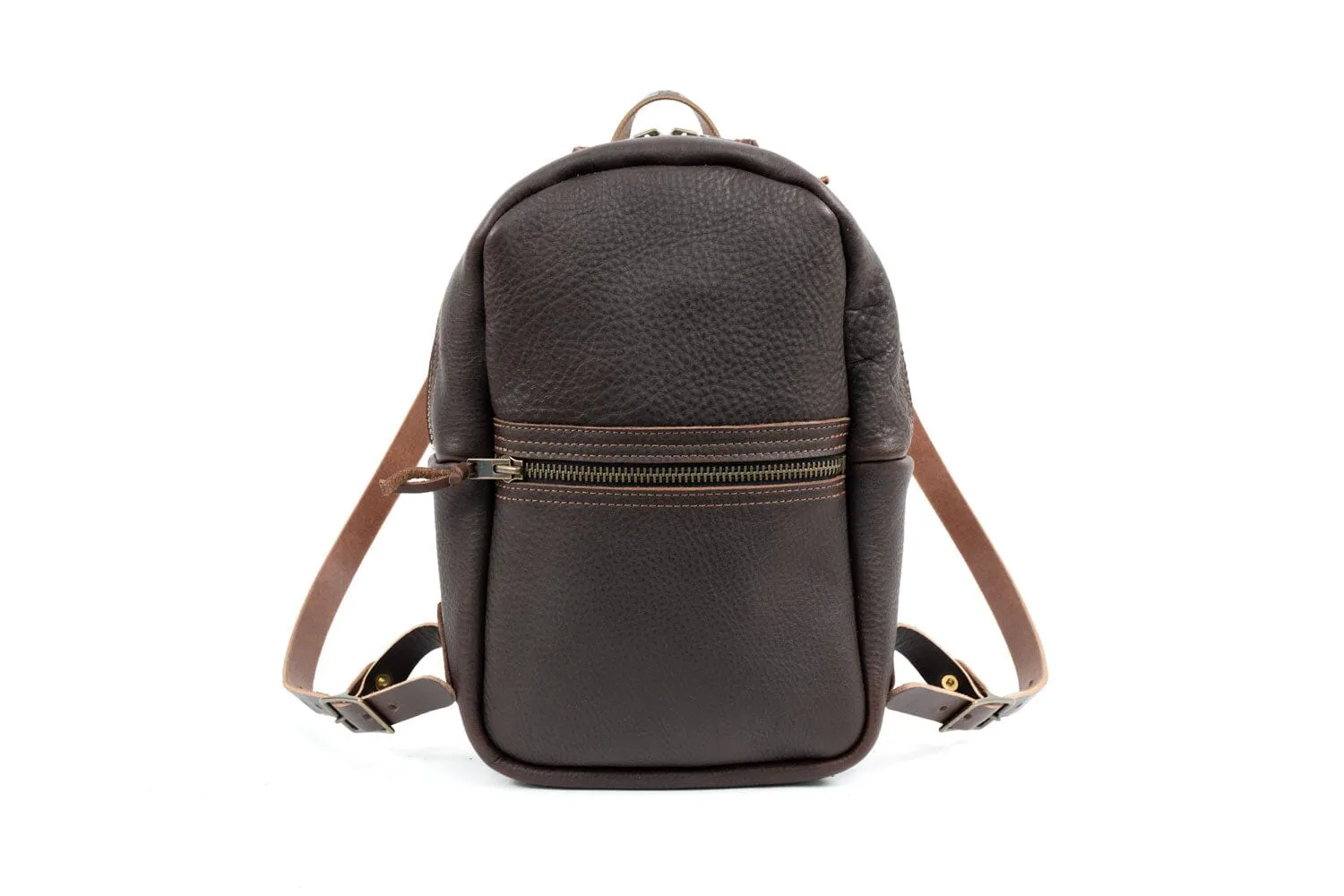 CLASSIC ZIPPERED LEATHER BACKPACK - MEDIUM