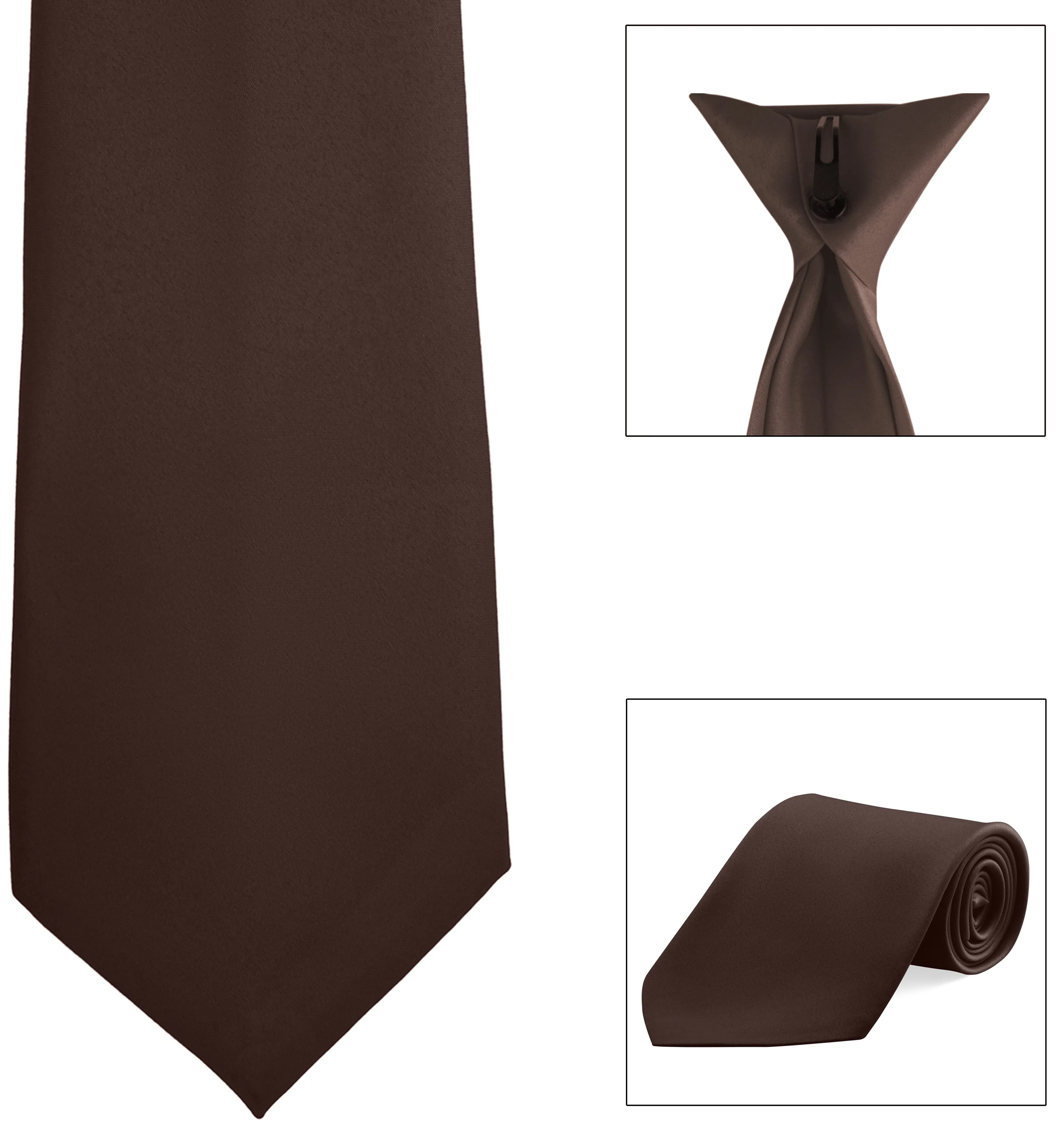 Clip-On, Straight, Poly Satin Tie