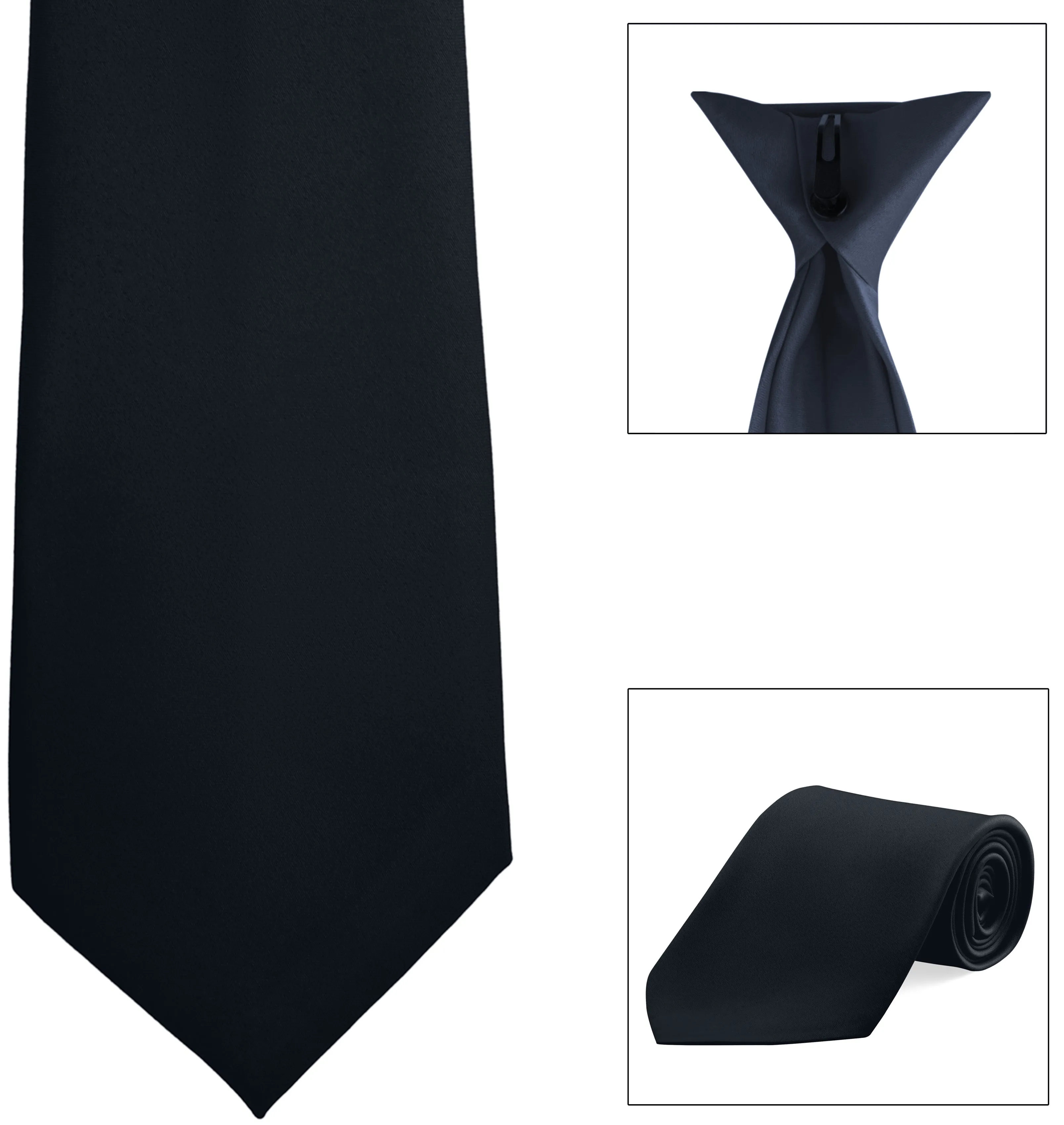 Clip-On, Straight, Poly Satin Tie