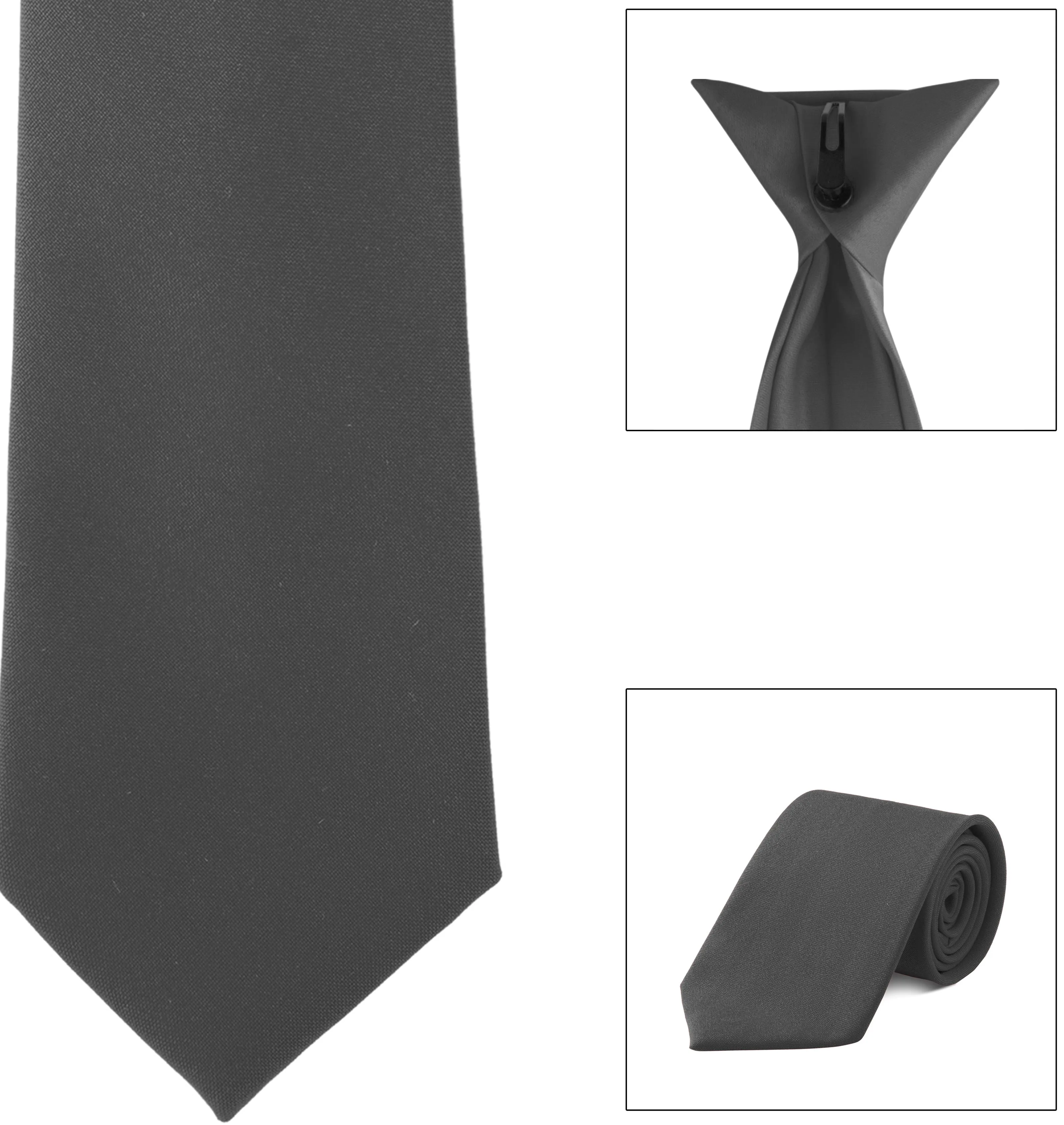 Clip-On, Straight, Poly Satin Tie