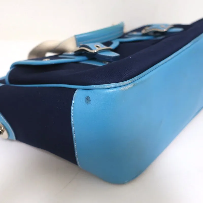Coach Hamptons Garden Tote Marine Blue Canvas & Blue Leather Large Bag