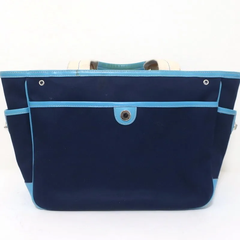 Coach Hamptons Garden Tote Marine Blue Canvas & Blue Leather Large Bag