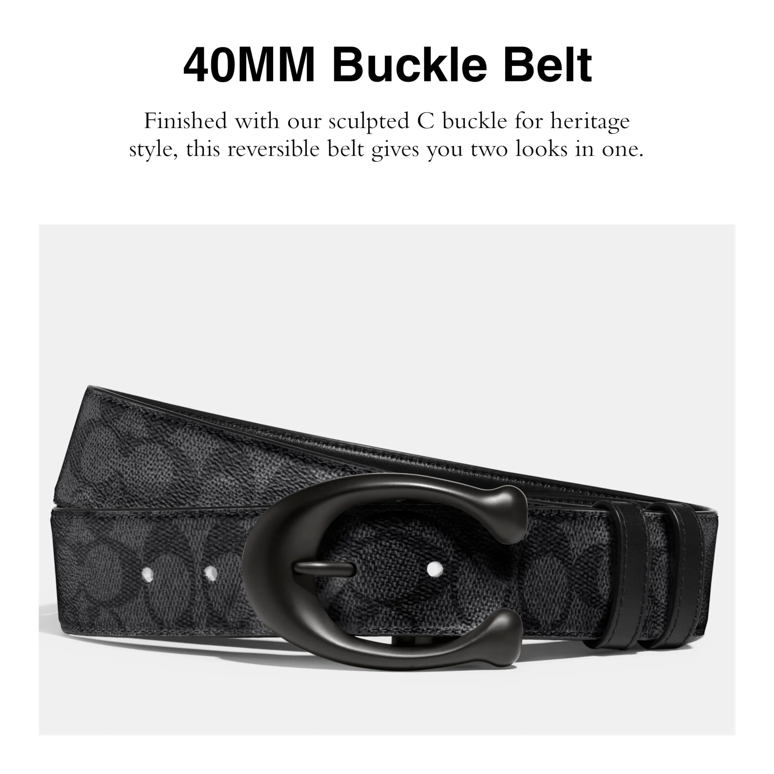 Coach Men's 40 Mm Sculpted C Belt, Black/Charcoal, One Size