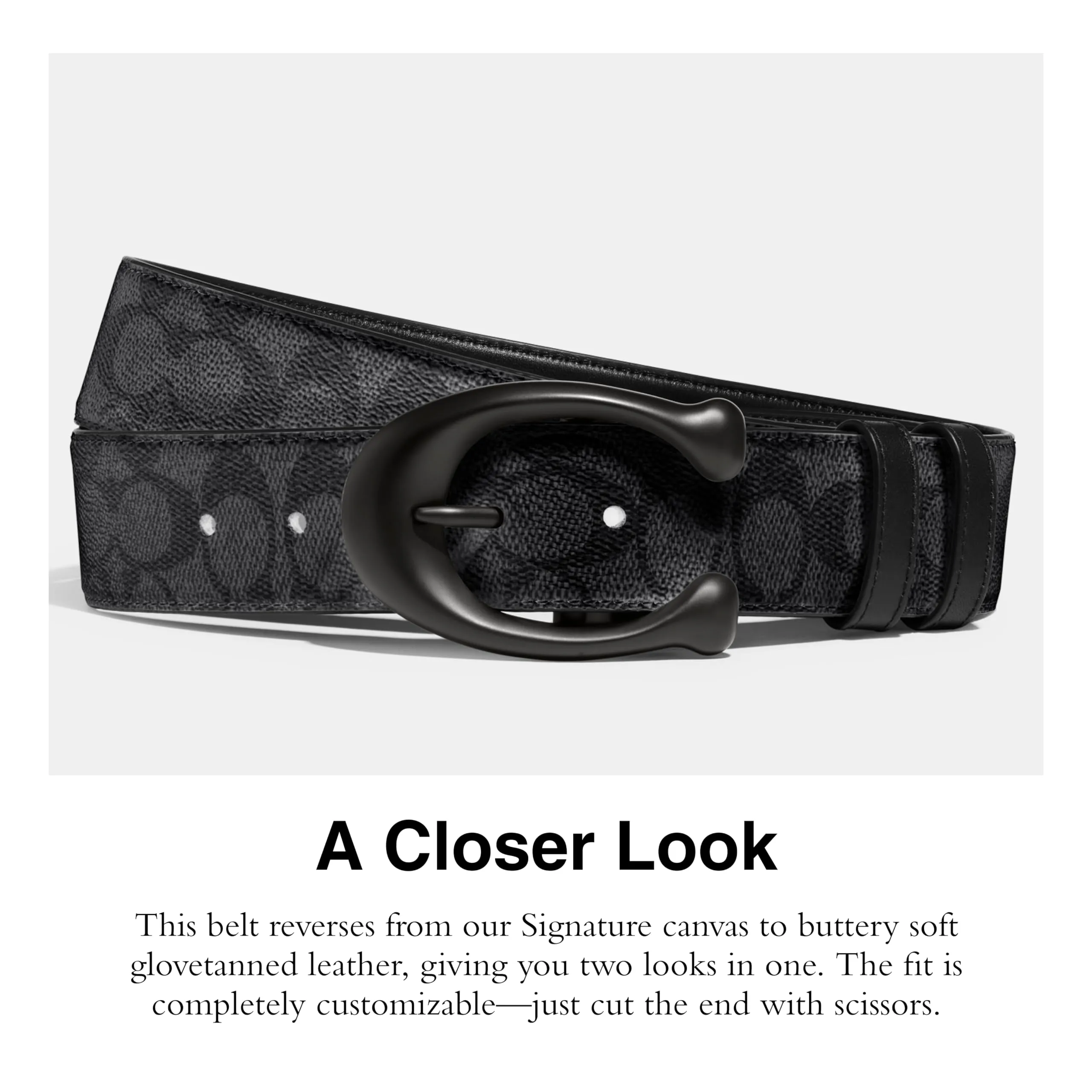 Coach Men's 40 Mm Sculpted C Belt, Black/Charcoal, One Size