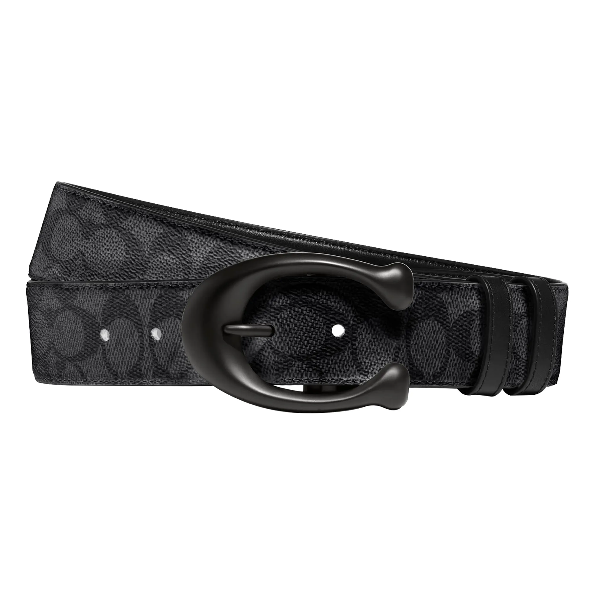 Coach Men's 40 Mm Sculpted C Belt, Black/Charcoal, One Size