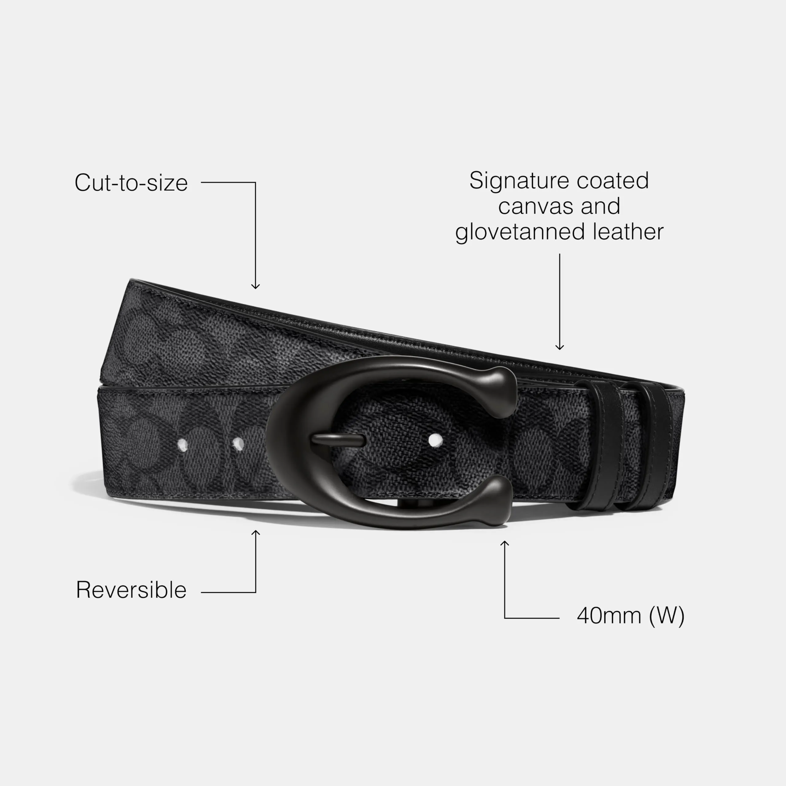 Coach Men's 40 Mm Sculpted C Belt, Black/Charcoal, One Size