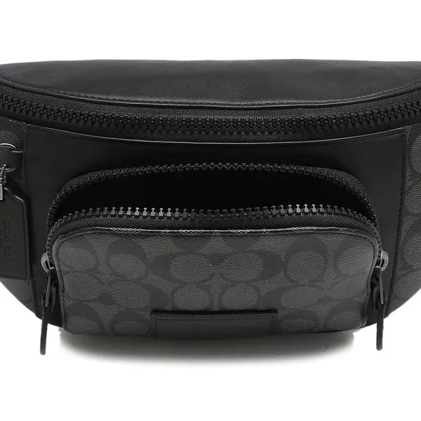 Coach Signature Khaki Black Men's Waist Bag C3765