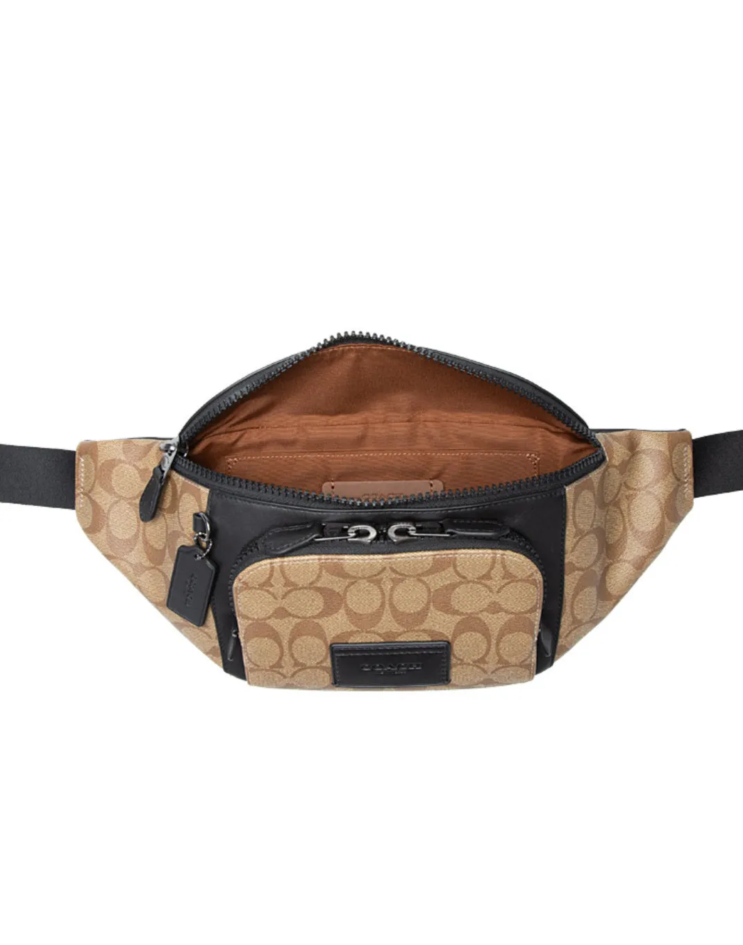 Coach Signature Khaki Black Men's Waist Bag C3765