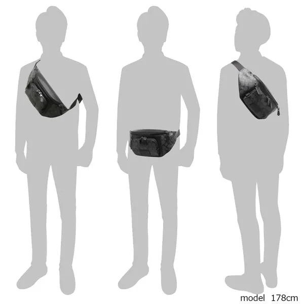 Coach Signature Khaki Black Men's Waist Bag C3765