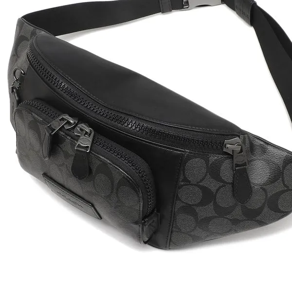 Coach Signature Khaki Black Men's Waist Bag C3765