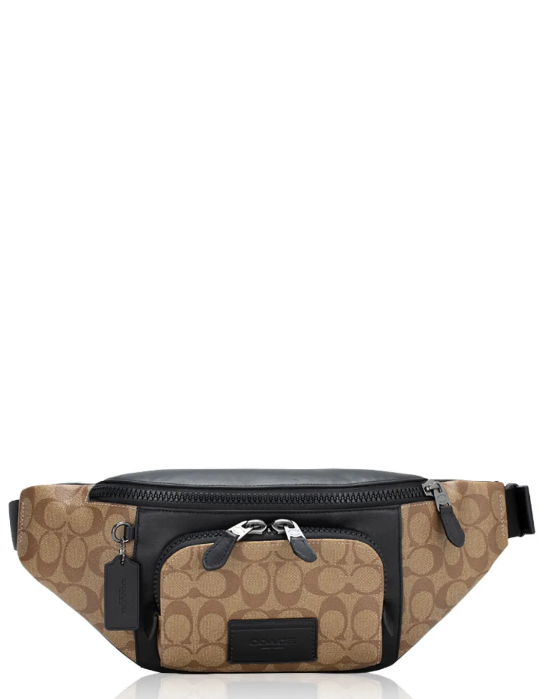 Coach Signature Khaki Black Men's Waist Bag C3765