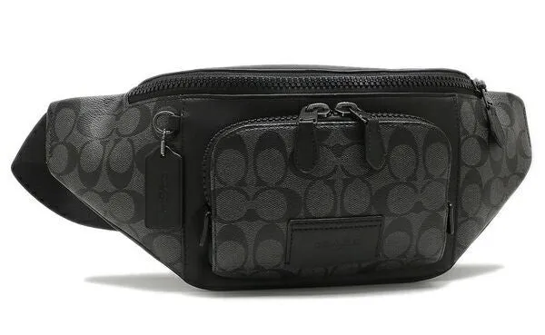 Coach Signature Khaki Black Men's Waist Bag C3765