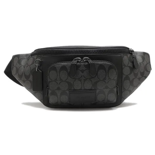 Coach Signature Khaki Black Men's Waist Bag C3765