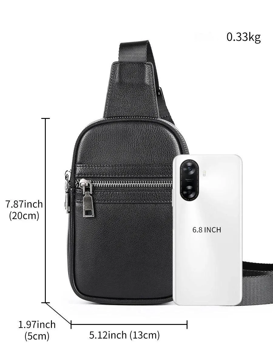 Cowhide Leather Chest Bag Multi-functional Men’s Shoulder Bag