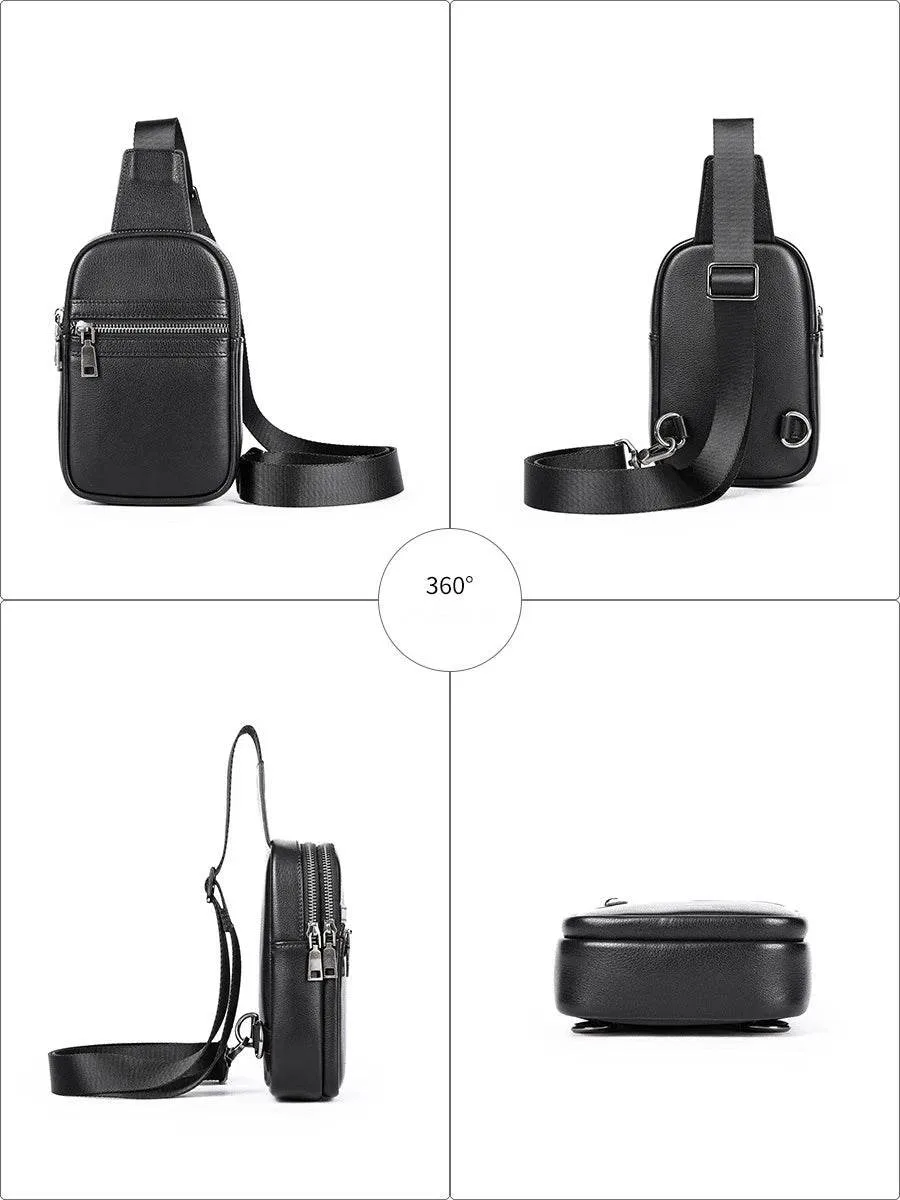 Cowhide Leather Chest Bag Multi-functional Men’s Shoulder Bag