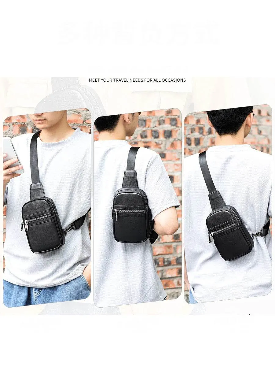 Cowhide Leather Chest Bag Multi-functional Men’s Shoulder Bag