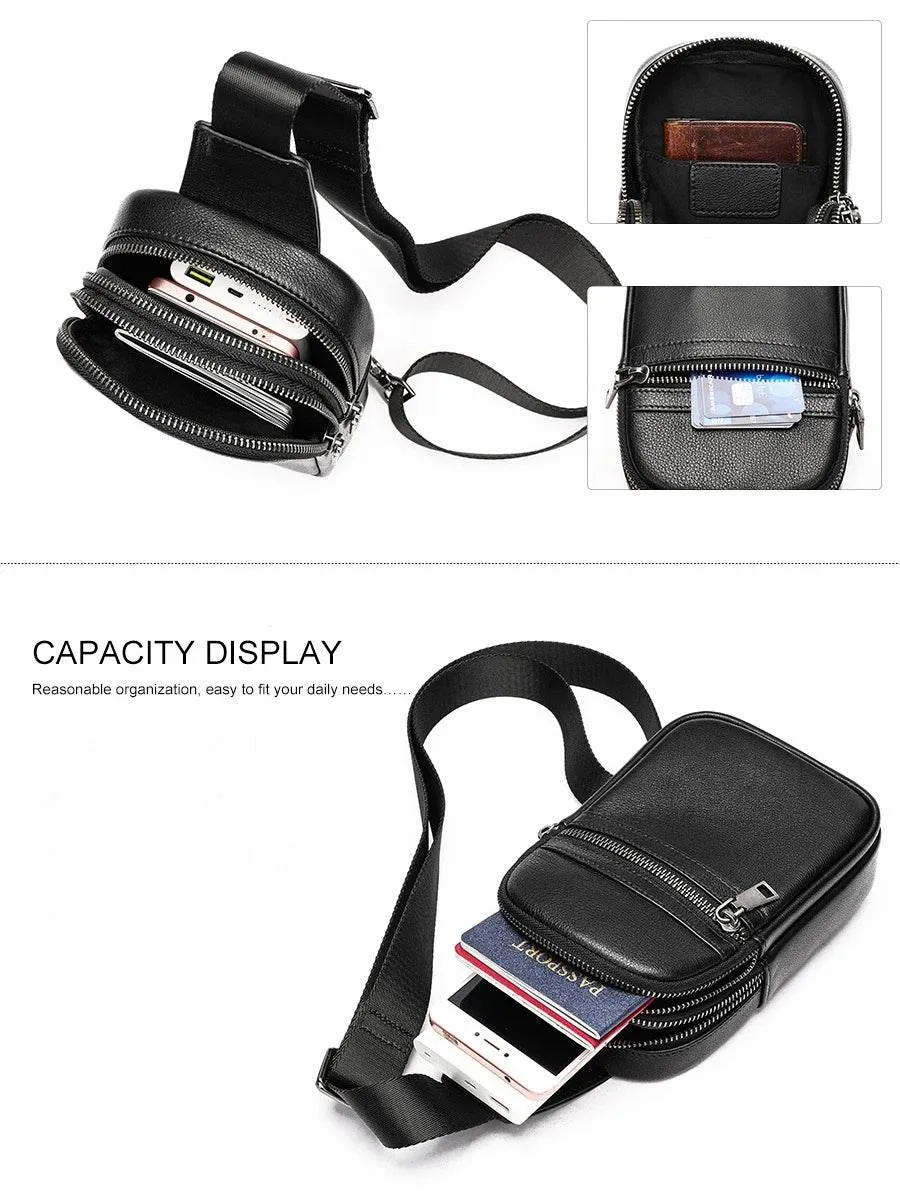 Cowhide Leather Chest Bag Multi-functional Men’s Shoulder Bag