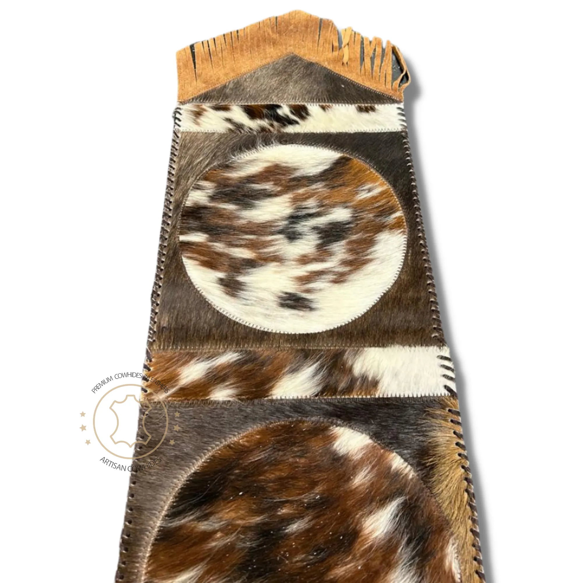 Cowhide Table Runner Solid Design 7ft long - Table Decor Runner