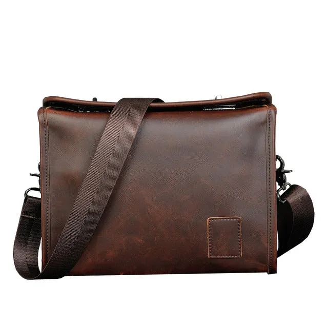 Crazy Horse PU Leather Men Briefcase Brand Luxury Men's Bag