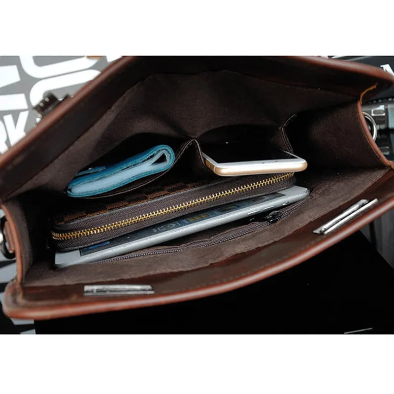 Crazy Horse PU Leather Men Briefcase Brand Luxury Men's Bag