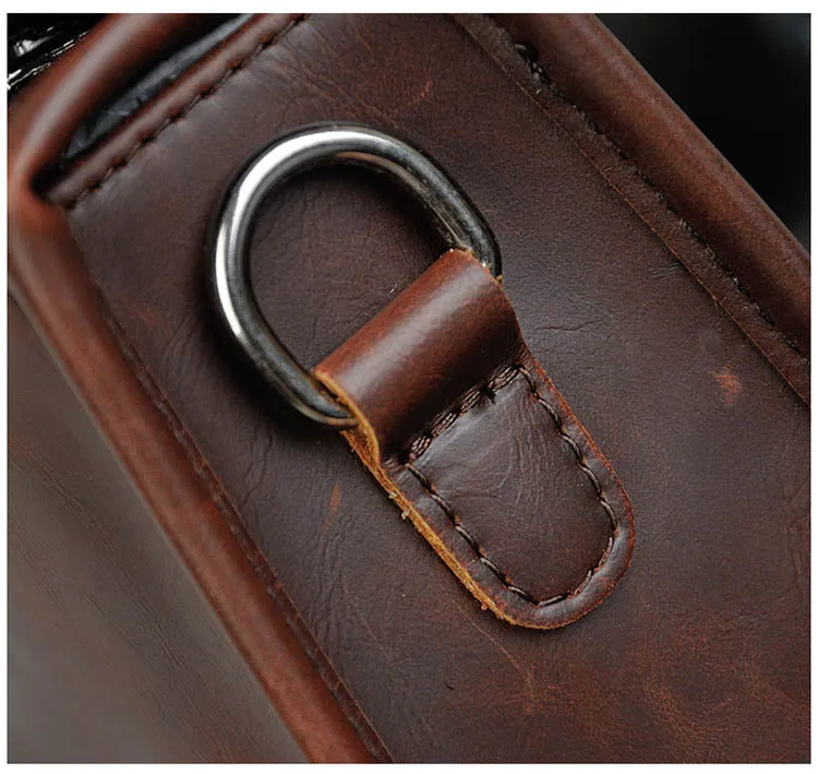 Crazy Horse PU Leather Men Briefcase Brand Luxury Men's Bag