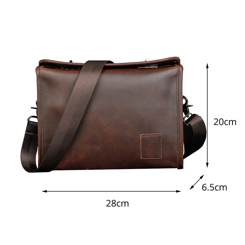 Crazy Horse PU Leather Men Briefcase Brand Luxury Men's Bag