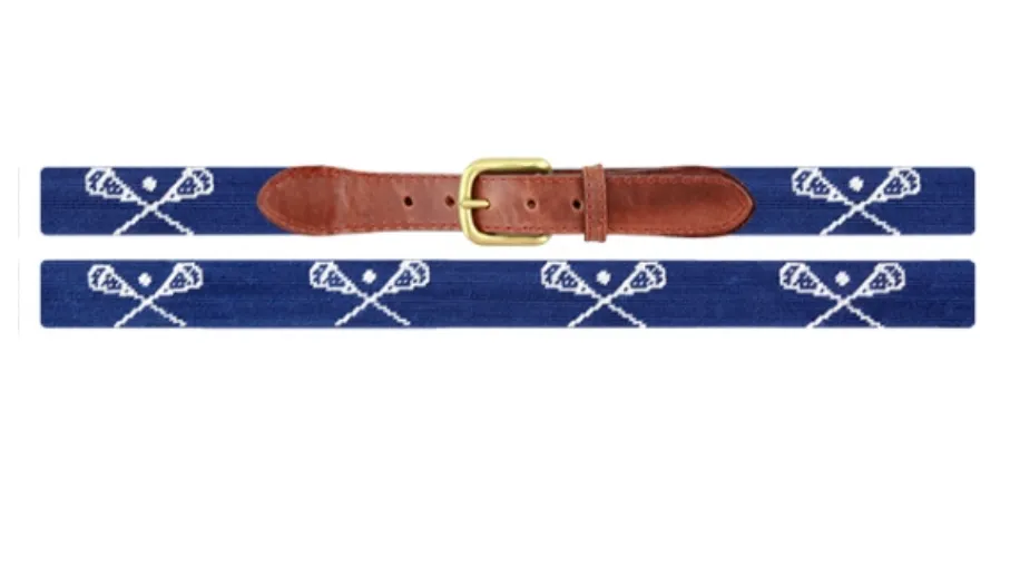 CROSSED LAX STICKS NEEDLEPOINT BELT