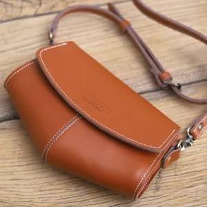 Cute LEATHER Side Bags Sling Bag Brown WOMEN Saddle SHOULDER BAG Small Crossbody Purses FOR WOMEN