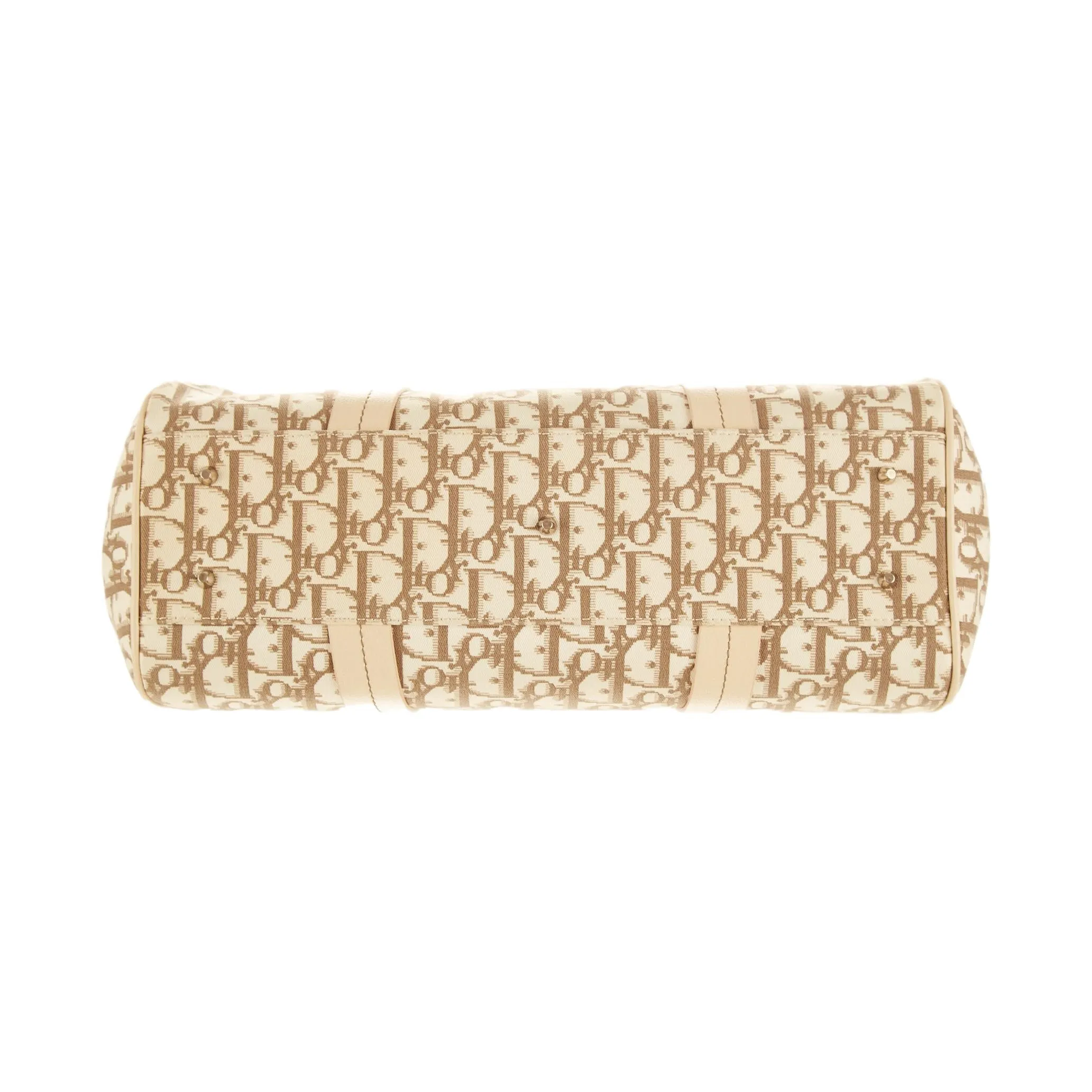 Dior Beige Floral Logo Top Handle Bag