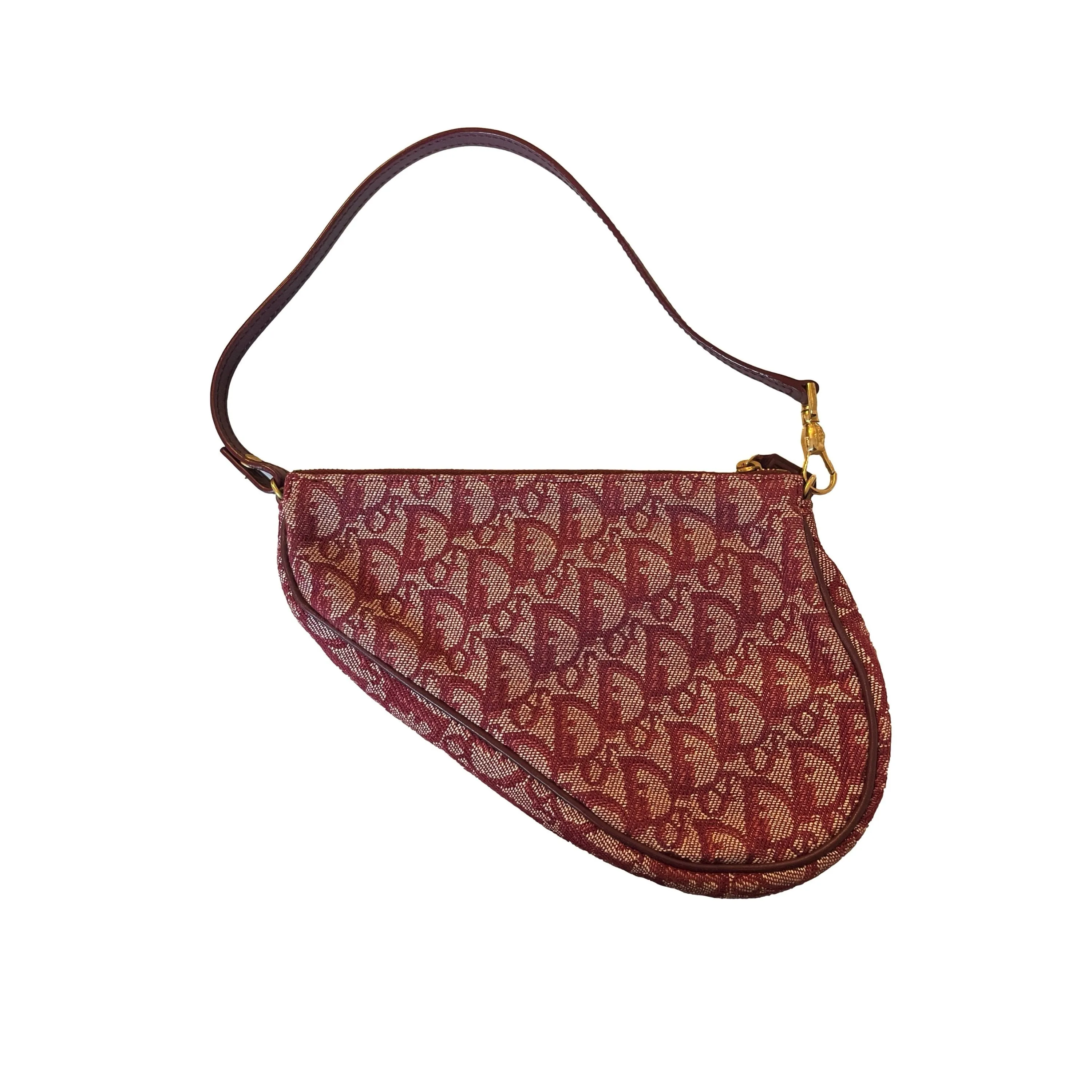 Dior Burgundy Monogram Mini Saddle