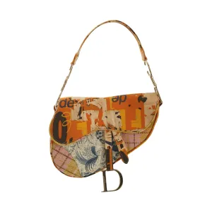 Dior Orange Patchwork Saddle Bag
